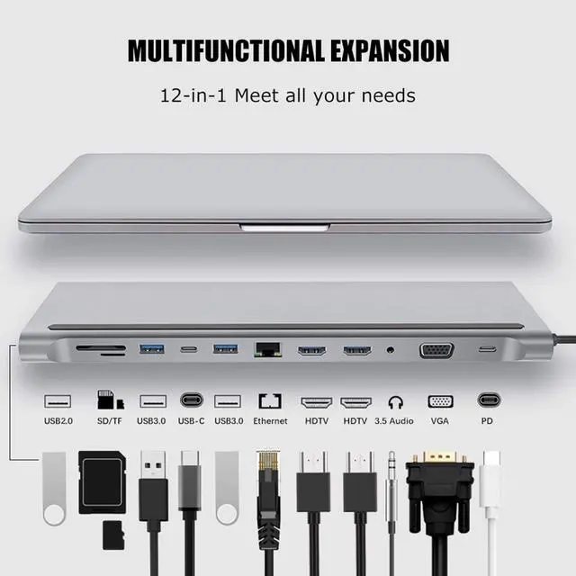 Alt view image 6 of 7 - Stable Easy to Use Fine Workmanship Docking Station USB Hub High Efficiency Long Service Life Durable Sturdy for Typec notebooks