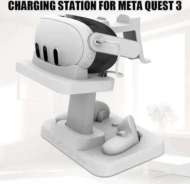 Alt view image 5 of 7 - Charging Station for Meta Quest 3, VR Charging Station for Oculus Quest 3,Charging Station Controller Charging Station VR Display Stand with LED Indicator Charging Cable Compatible for Meta Quest 3