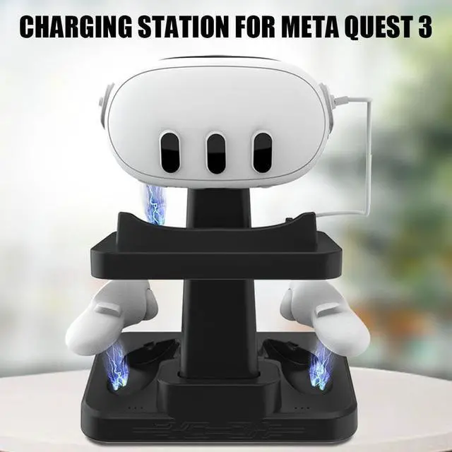 Alt view image 2 of 7 - Charging Station for Meta Quest 3, VR Charging Station for Oculus Quest 3,Charging Station Controller Charging Station VR Display Stand with LED Indicator Charging Cable Compatible for Meta Quest 3