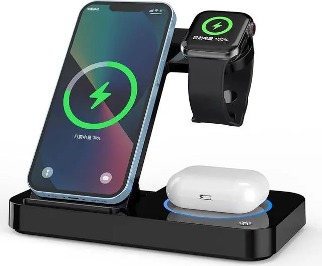Main image of Wireless Charger, 3 in 1 Wireless Charging Dock for iPhone 14/13/12/11/Pro/Max/Plus/XS/XR/X/8, Apple Watch 8/7/6/5/4/3/2/SE & AirPods 3/2/Pro.