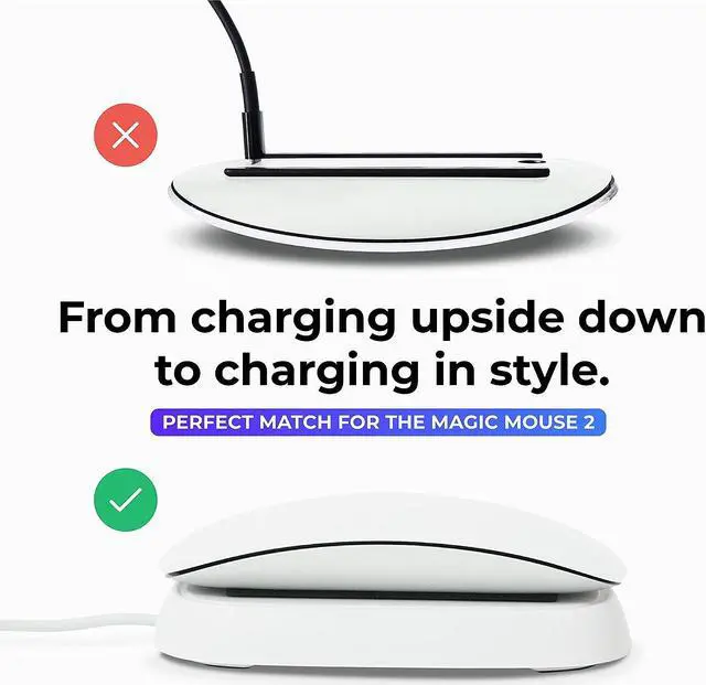 Alt view image 3 of 6 - Charging Station Compatible with Apple Magic Mouse 2 - White - Perfect Accessories | Usable As Charging Dock, Stand & Charger | Includes 5ft (1.5m) USB-A Cable | Lightning Connector