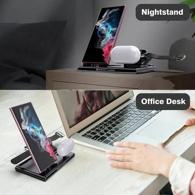 Alt view image 7 of 7 - Charging Station for Samsung S23 Ultra, with 1800 mAh Portable Samsung Watch 5 Charger, Samsung Charging Dock for Samsung Galaxy Z Fold5/Z Flip5/S23/S22/S21, Galaxy Watch 6/5 Pro/4/3, Galaxy Buds2 Pro