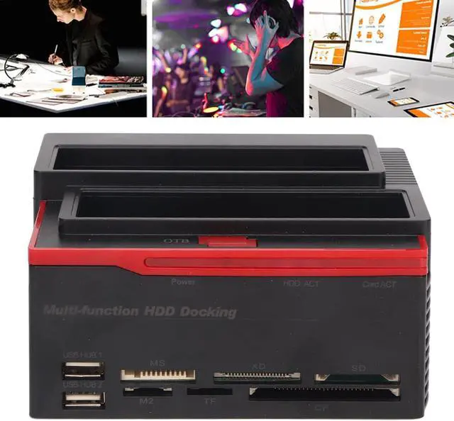 Alt view image 5 of 7 - Hard Drive Enclosure, 480 Mbps 12 TB USB 2.0 Builtin Card Reader HDD Docking Station for 3.5-in. (US Plug)