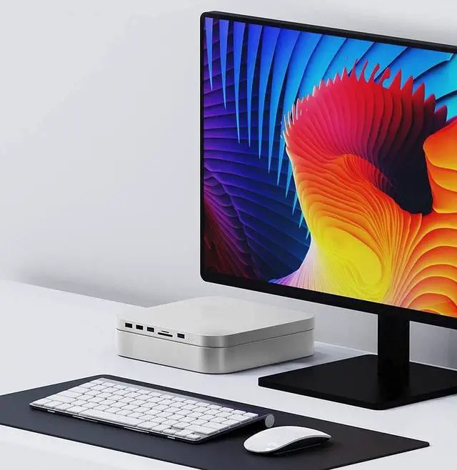 Alt view image 3 of 7 - USB-C Hub with SATA Hard Drive Enclosure for Mac Mini M1/M2, Type-C Docking Station & Stand for New MacMini M1/M2 & 2018 models & above, with SATA SSD/HDD Slot, USB 3.0 & 2.0 Ports, SD/TF Card Readers