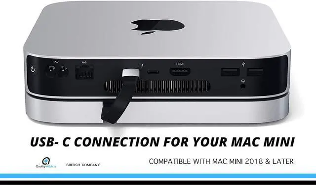 Alt view image 6 of 7 - USB-C Hub with SATA Hard Drive Enclosure for Mac Mini M1/M2, Type-C Docking Station & Stand for New MacMini M1/M2 & 2018 models & above, with SATA SSD/HDD Slot, USB 3.0 & 2.0 Ports, SD/TF Card Readers