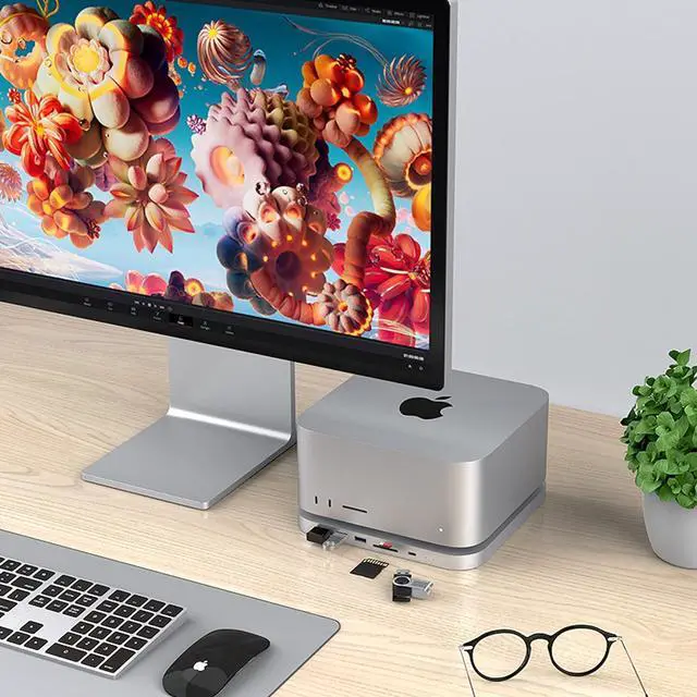 Alt view image 7 of 7 - USB-C Hub with SATA Hard Drive Enclosure for Mac Mini M1/M2, Type-C Docking Station & Stand for New MacMini M1/M2 & 2018 models & above, with SATA SSD/HDD Slot, USB 3.0 & 2.0 Ports, SD/TF Card Readers