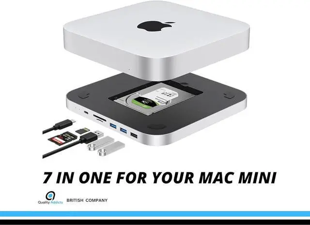 Alt view image 4 of 7 - USB-C Hub with SATA Hard Drive Enclosure for Mac Mini M1/M2, Type-C Docking Station & Stand for New MacMini M1/M2 & 2018 models & above, with SATA SSD/HDD Slot, USB 3.0 & 2.0 Ports, SD/TF Card Readers