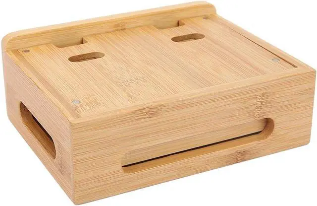 Alt view image 4 of 7 - Bamboo Wooden Charging Station for Multiple Device Holder Desktop Docking Stations Organizer Stand for Phone Pad Watch Tablet