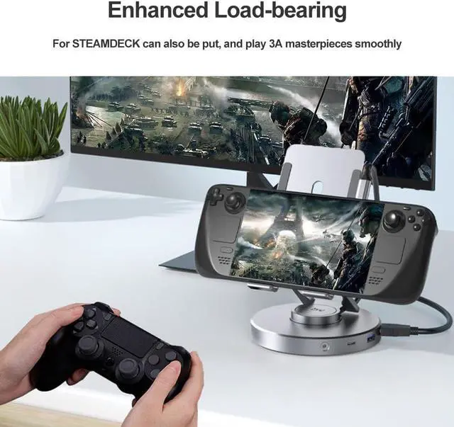 Alt view image 5 of 7 - Akloker USB C Docking Station Swivel Stand 4k/60Hz Multiport Hub Adapter PD 100W USB3.0 10Gbps HDMI-Compatible Port for Steam Deck/Switch/ASUS Rog Ally