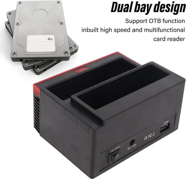Alt view image 2 of 7 - Hard Drive Enclosure, 480 Mbps 12 TB USB 2.0 Builtin Card Reader HDD Docking Station for 3.5-in. (US Plug)
