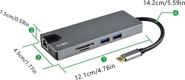 Alt view image 2 of 7 - SHUBHU 12 in 1 4K UHD Type C Hub USB3.0 HDMI VGA PD Adapter Docking Station for PC MacBooks Pro Air, Chromebook Pixel Laptop, Grey, D