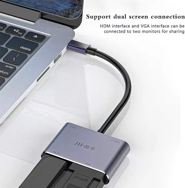 Alt view image 7 of 7 - SHUBHU 12 in 1 4K UHD Type C Hub USB3.0 HDMI VGA PD Adapter Docking Station for PC MacBooks Pro Air, Chromebook Pixel Laptop, Black, H