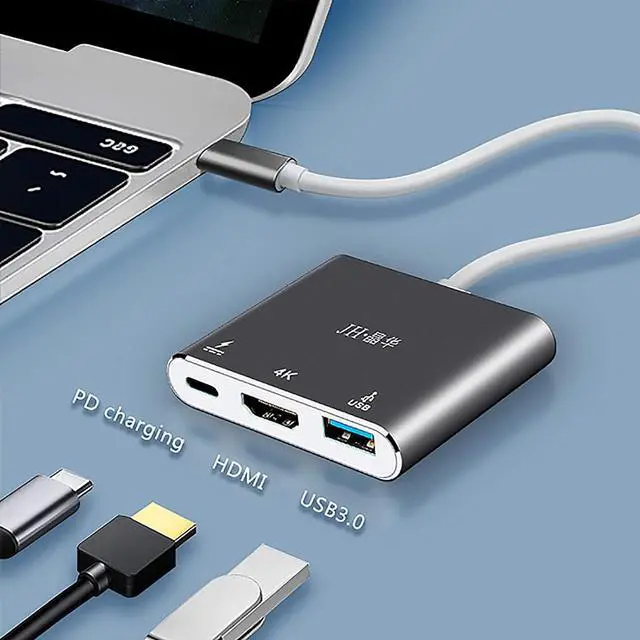 Alt view image 6 of 7 - SHUBHU 12 in 1 4K UHD Type C Hub USB3.0 HDMI VGA PD Adapter Docking Station for PC MacBooks Pro Air, Chromebook Pixel Laptop, Grey, I