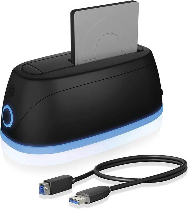Main image of ICY BOX Gaming docking station for 1 bay SATA SSD/HDD 2.5 inch and 3.5 inch hard drives with over 3.0 5 Gbps speed, includes USB B to USB A / USB C combination cable, compatible with Windows and MacOS
