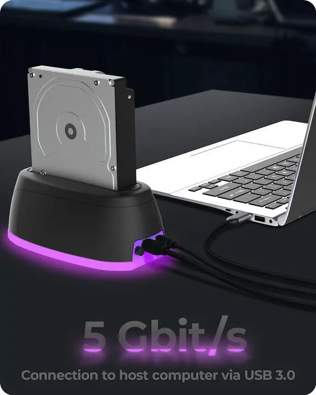 Alt view image 2 of 7 - ICY BOX Gaming docking station for 1 bay SATA SSD/HDD 2.5 inch and 3.5 inch hard drives with over 3.0 5 Gbps speed, includes USB B to USB A / USB C combination cable, compatible with Windows and MacOS