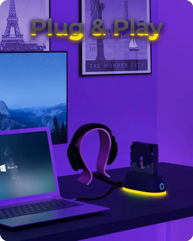 Alt view image 5 of 7 - ICY BOX Gaming docking station for 1 bay SATA SSD/HDD 2.5 inch and 3.5 inch hard drives with over 3.0 5 Gbps speed, includes USB B to USB A / USB C combination cable, compatible with Windows and MacOS