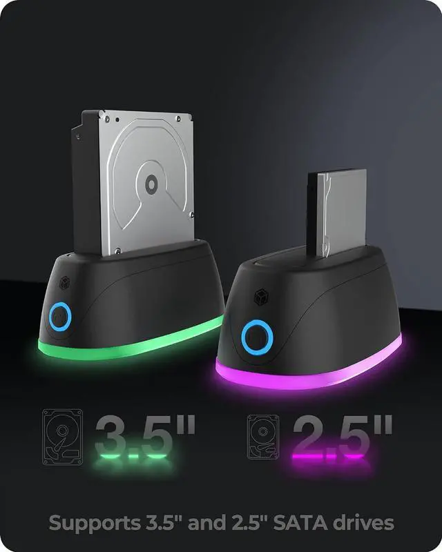 Alt view image 3 of 7 - ICY BOX Gaming docking station for 1 bay SATA SSD/HDD 2.5 inch and 3.5 inch hard drives with over 3.0 5 Gbps speed, includes USB B to USB A / USB C combination cable, compatible with Windows and MacOS