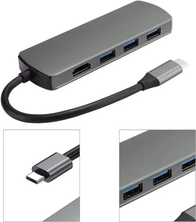 Alt view image 6 of 7 - USB C Hub Adapter,6 in 1 Docking Station Dark Green Multifunctional Type-C to HDMI High-Definition Hub Adapter