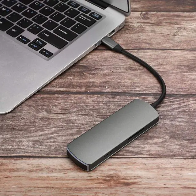 Alt view image 2 of 7 - USB C Hub Adapter,6 in 1 Docking Station Dark Green Multifunctional Type-C to HDMI High-Definition Hub Adapter