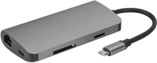 Main image of Type-C USB Hub, 8 in 1 USB Adapter Charging Docking Station with HDMI+USB3.0 Converter+RJ45+TF/SD Card+Type-c Port for Notebook Laptop