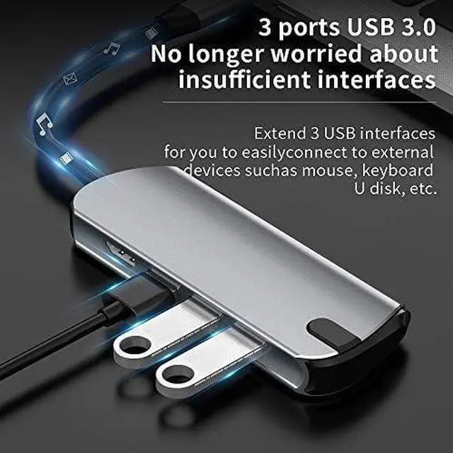 Alt view image 2 of 7 - USB Type C Charging Dock 4 in 1 USB C Laptop Docking Station 3 USB 3.0 + 4K HDMI + Type C Dock USB HUB/Type C Data Hub