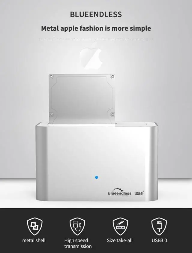 Alt view image 3 of 7 - SATA USB3.0 2.5''3.5'' HDD Docking Station External Storage Enclosure Hard Disk Case HDD Dock for 3TB Full Aluminum