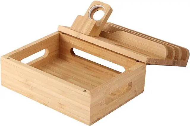 Alt view image 2 of 7 - Kadimendium Bamboo Charging Storage Rack Mobile Phone Watch Rack Holder Organizer Desk Docking Station Organizer for Home Office Use
