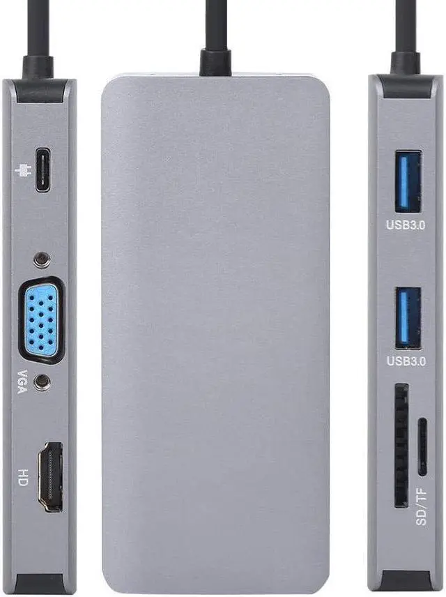 Alt view image 4 of 7 - Senyar Type-C Hub, 9 in 1 Interface Multifunction USB 3.0 1000Mbps Hub Memory Card Reader Converter Docking Station