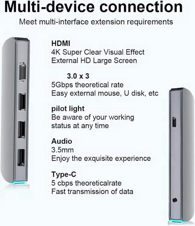 Alt view image 7 of 7 - USB3.1 Hub USB3.1 Docking Station Dark Green for Notebook Computer