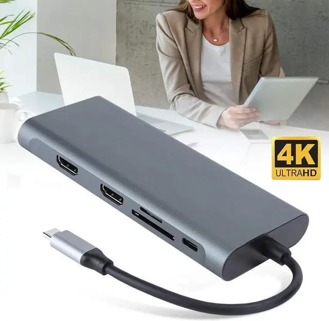Alt view image 7 of 7 - 12 in 1 USB C Hub, Portable USB 3.0 for HDMI VGA PD USB Hub for OS X Laptop Docking Station Adapter SD and MicroSD Card Slots are Supported Support 10/100/1000Mbps Network Speed
