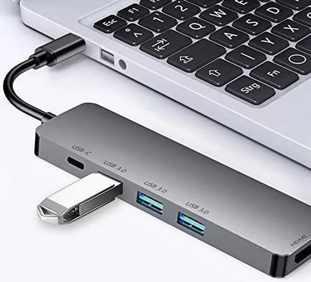 Alt view image 3 of 6 - USB Type C Charging Dock Type-C USB Hub Five-in-One USB-C to HDMI HD 4K 30Hz Expander PD Fast Charge USB3.0 Docking Station