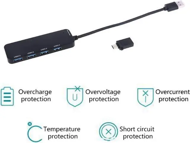 Alt view image 6 of 6 - CRFYJ HUB USB 3.0 4 Ports USB 2.0 Docking Station External Splitter with Micro USB Charging Port with Type-C Converter for Laptop