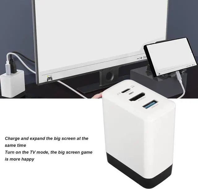 Alt view image 3 of 7 - for Switch OLED Dock Charger, 3 in 1 Portable TV Docking Station for Switch Lite, for Switch, with 4K HDMI, USB2.0, PD USB C Fast Charging Ports for Smartphone Tablet (Black White)