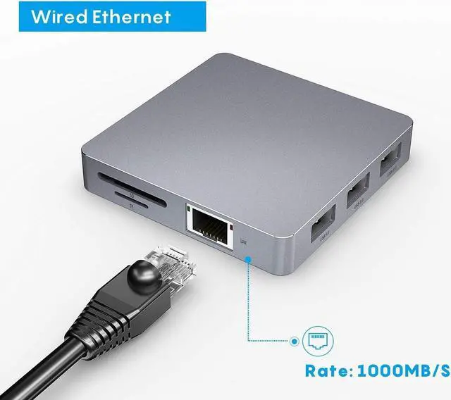 Alt view image 3 of 7 - USB C Adapter Docking Station USB C HUB Type-C 11-in-1 with Dual 4K Gigabit Ethernet Ports for and USB C Laptops Phone