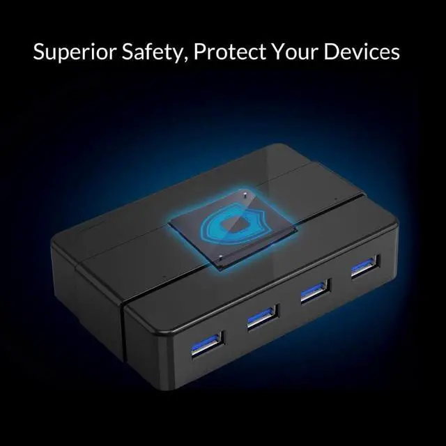 Alt view image 6 of 7 - USB Hub USB3.0 Four-in-One Docking Station 12V External Power Supply Network Hub High-Speed Transmission for Windows XP/Vista / 7/8/10 / Linux/Mac OS