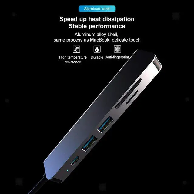 Alt view image 2 of 7 - TypeC Multiport Adapter, UltraFast Gigabit 6-in-1 Docking Station, Support Memory Card Adult Travel Home for Student