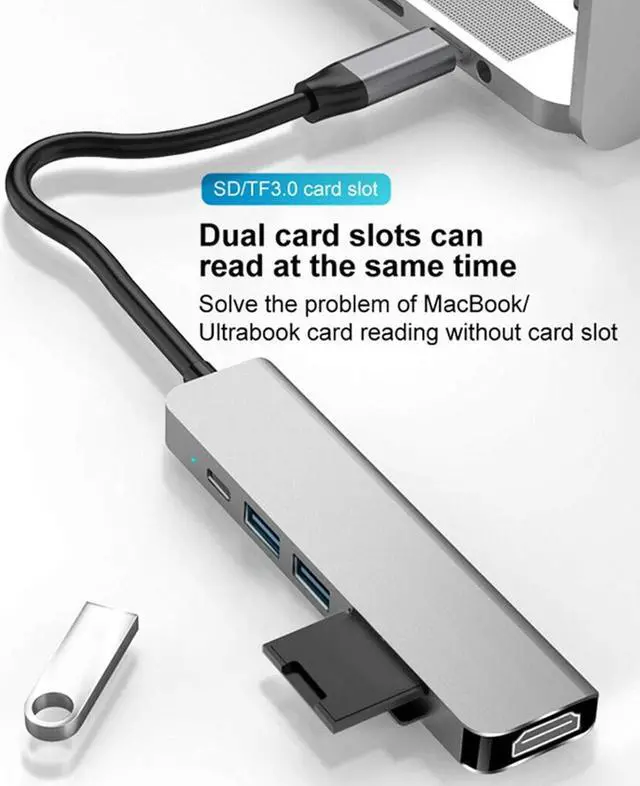 Alt view image 5 of 7 - TypeC Multiport Adapter, UltraFast Gigabit 6-in-1 Docking Station, Support Memory Card Adult Travel Home for Student