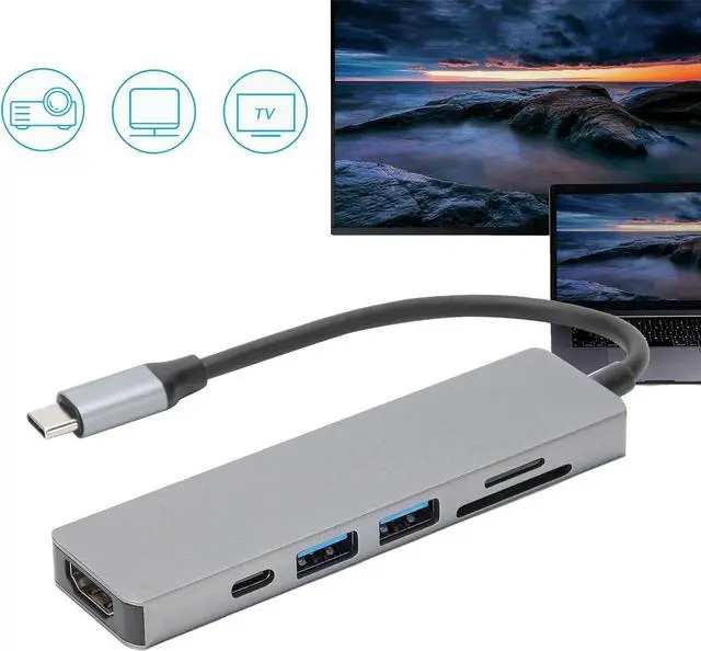 Alt view image 7 of 7 - TypeC Multiport Adapter, UltraFast Gigabit 6-in-1 Docking Station, Support Memory Card Adult Travel Home for Student
