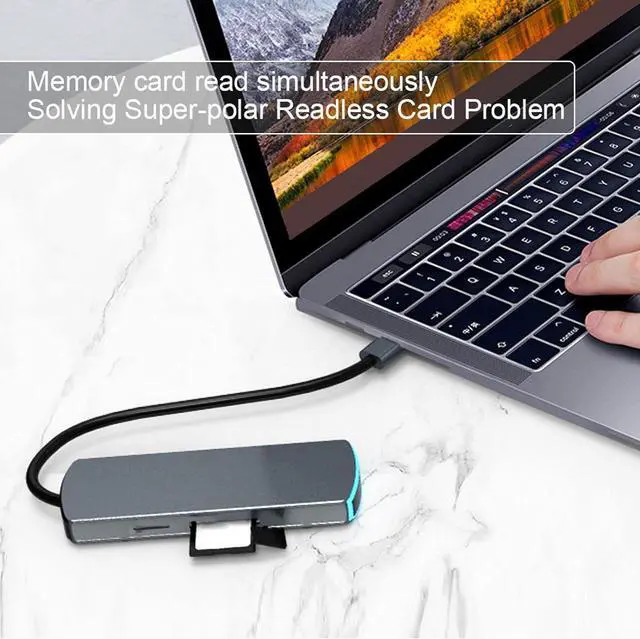 Alt view image 7 of 7 - USB C Hub,6-in-1 Multifunctional HD Docking Station Type-C to HDMI USB3.1 HUB with Breathing Light