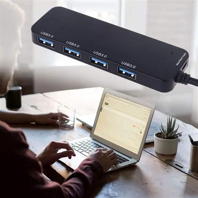 Alt view image 3 of 6 - CRFYJ HUB USB 3.0 4 Ports USB 2.0 Docking Station External Splitter with Micro USB Charging Port with Type-C Converter for Laptop