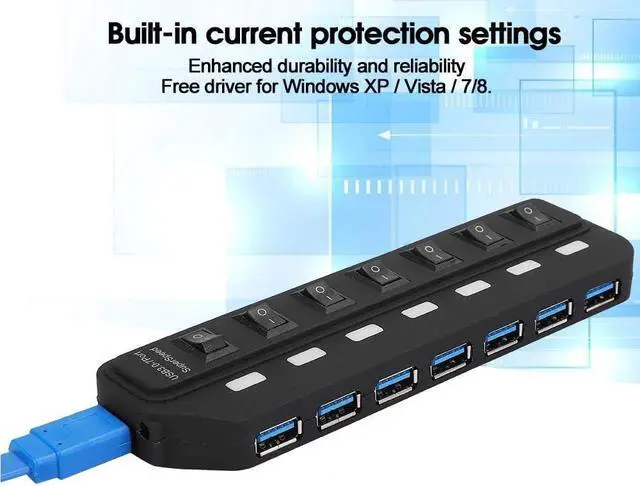 Alt view image 6 of 7 - 7-in-1 USB Splitter, Plug and Play 5Gbps USB 3.0 Hub Splitter Docking Station with Switch for Windows XP/Vista/7/8 for MAC