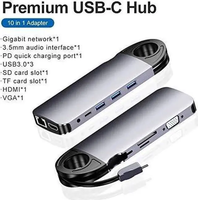 Alt view image 2 of 7 - USB C Adapter Docking Station USB C Hub Type-C Ten-in-One Converter Multifunctional USB Hub for Other USBC Laptop