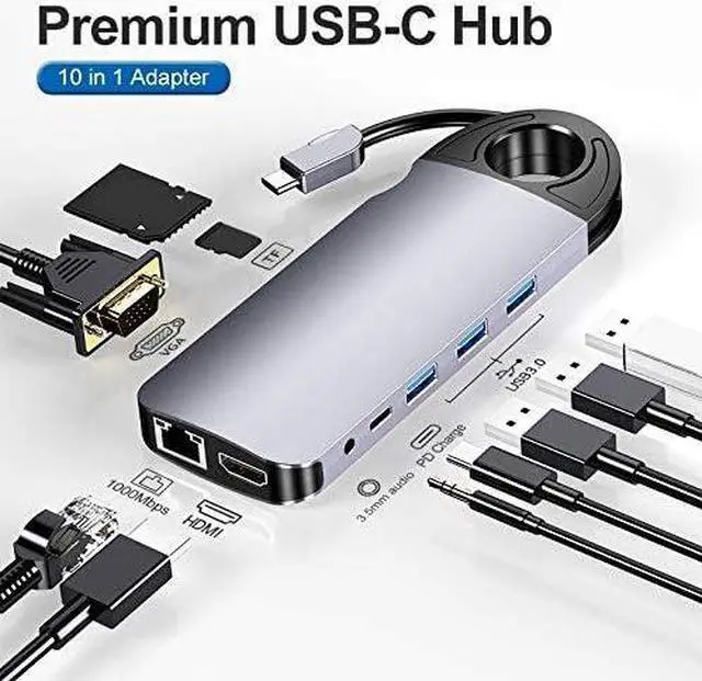 Alt view image 6 of 7 - USB C Adapter Docking Station USB C Hub Type-C Ten-in-One Converter Multifunctional USB Hub for Other USBC Laptop