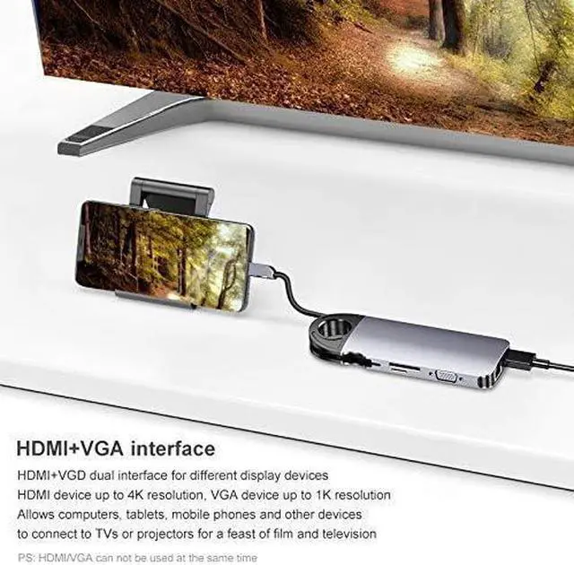 Alt view image 5 of 7 - USB C Adapter Docking Station USB C Hub Type-C Ten-in-One Converter Multifunctional USB Hub for Other USBC Laptop