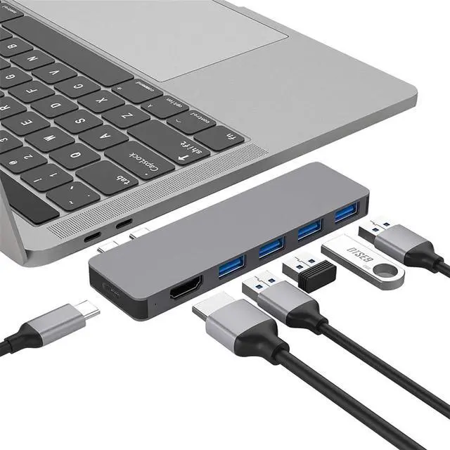 Main image of CRFYJ USB Docking Station 6 in 1 4K HDMI Output Adapter Type C Dual Hub 4USB +HDMI+PD Ports Hub Adapter for Laptop D30