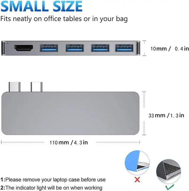 Alt view image 3 of 6 - CRFYJ USB Docking Station 6 in 1 4K HDMI Output Adapter Type C Dual Hub 4USB +HDMI+PD Ports Hub Adapter for Laptop D30