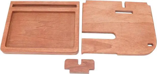 Main image of Ozgkee Wooden Phone Docking Station, Transparent Texture, Multifunctional Wallet, Key Glasses Organiser, Wooden Phone Holder (Light Colour)