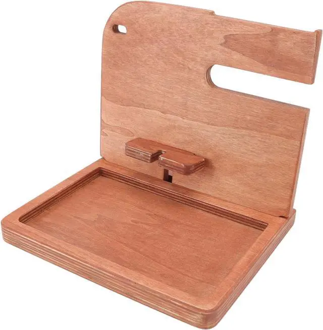 Alt view image 6 of 7 - Ozgkee Wooden Phone Docking Station, Transparent Texture, Multifunctional Wallet, Key Glasses Organiser, Wooden Phone Holder (Light Colour)