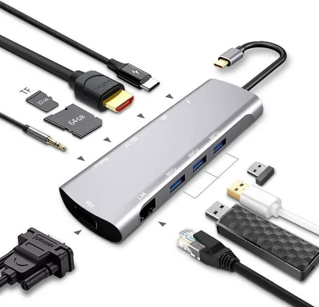 Main image of USB C Hub Docking Station with 4K HDMI USB 3.0 Port USB-C and SD/TF Card Slot PD Charging USB C Hub Multiport Adapter Compatible with MacBook Pro/Air Thunderbolt 3