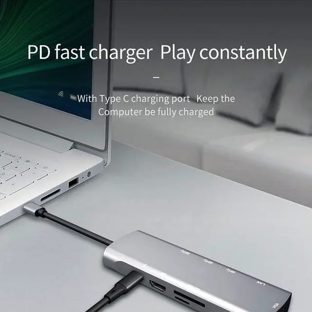 Alt view image 4 of 7 - USB C Hub Docking Station with 4K HDMI USB 3.0 Port USB-C and SD/TF Card Slot PD Charging USB C Hub Multiport Adapter Compatible with MacBook Pro/Air Thunderbolt 3